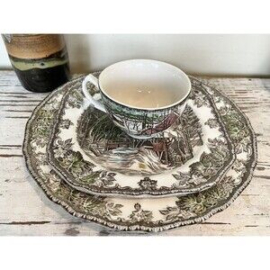 Johnson Bros Friendly Village Lot: Cup, Salad & Dinner Plate / Farmhouse Decor